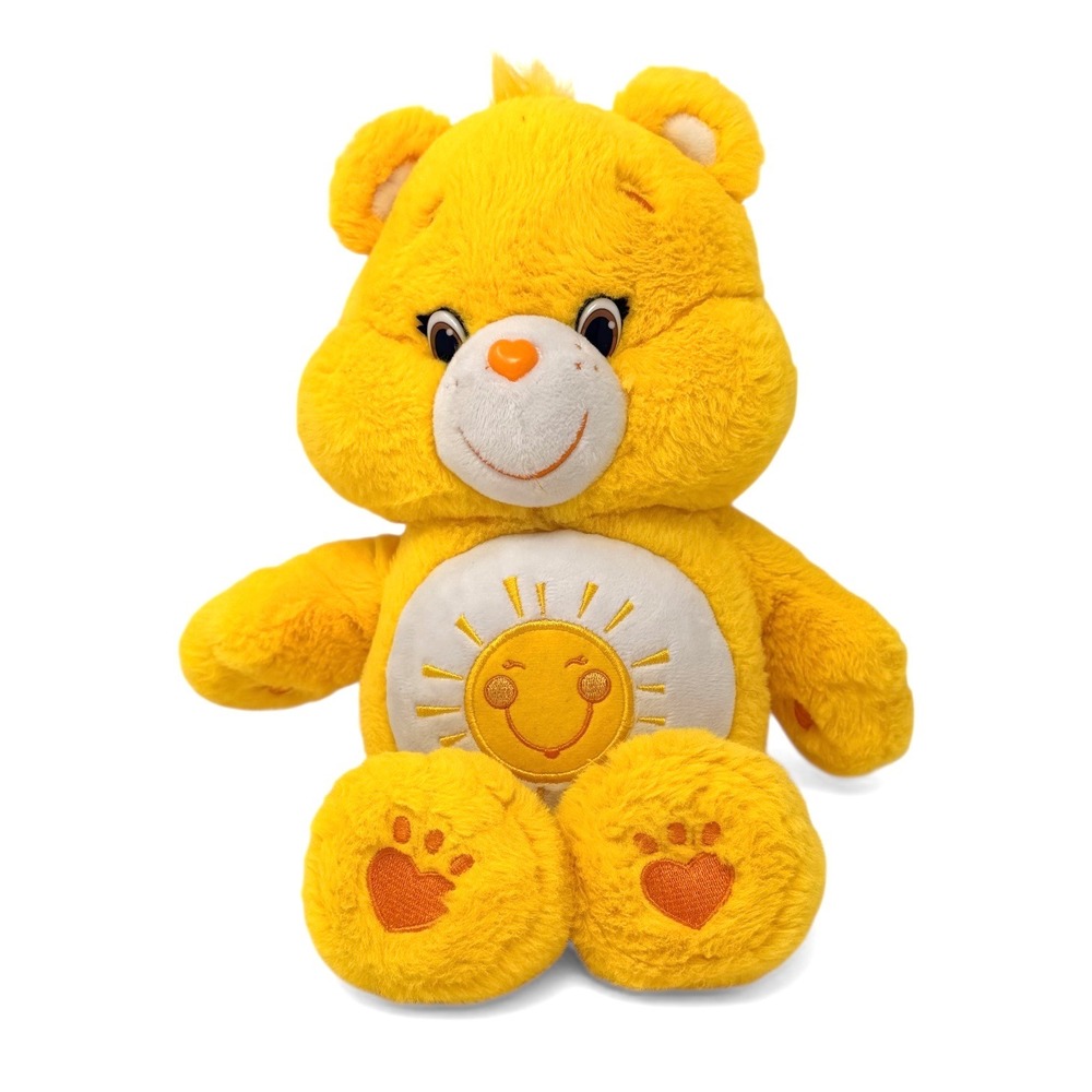 Care Bears Funshine Bear Plush 14" Yellow Sun Stuffed Animal Vintage Style 2016